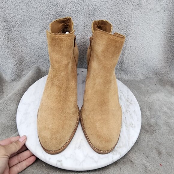 Gianni Bini Shoes Womens Size 9 Brown Suede Chunky Heel Side Zip Ankle Booties * - Picture 3 of 13